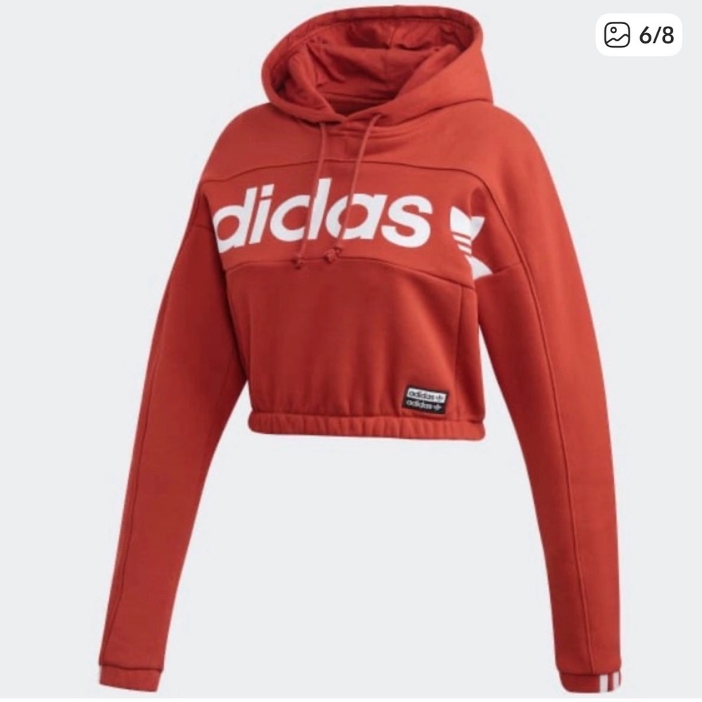 Adidas Rust Orange Cropped Hoodie
